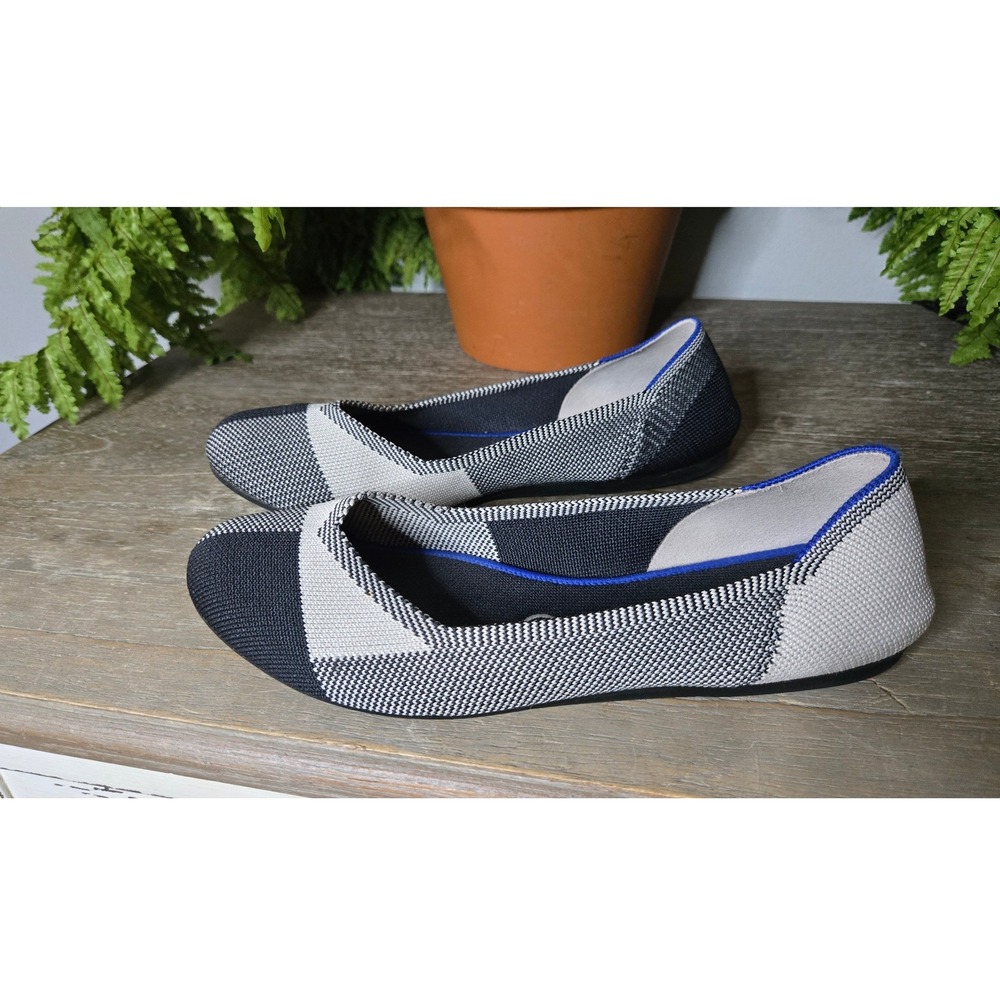 Rothy's The Flat Size 8 Black Gray Colorblock Knit Ballet Flats